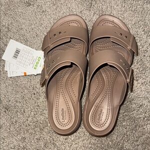 Croc Brown Slide Sandals for Women